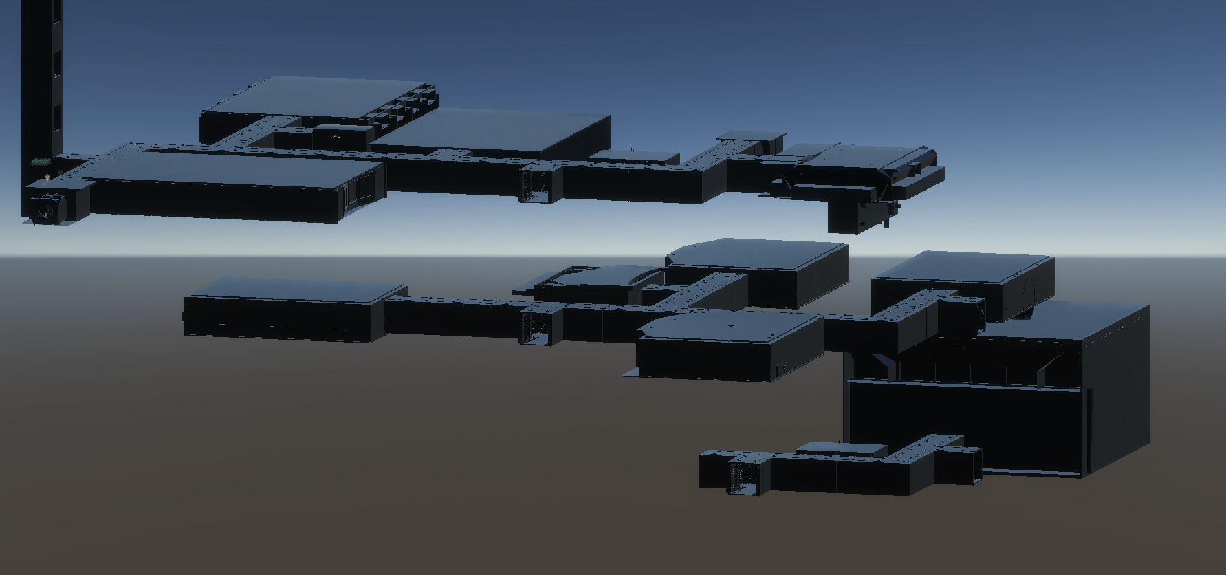 The original Roswell level layout, orthographic design view in 3D.