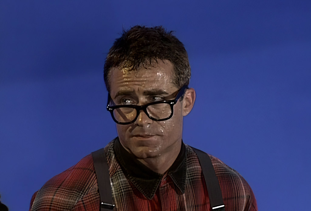 Archie Ellis, played by Bill Bradshaw from The Pandora Directive on the upscaled source footage, on a blue screen background.