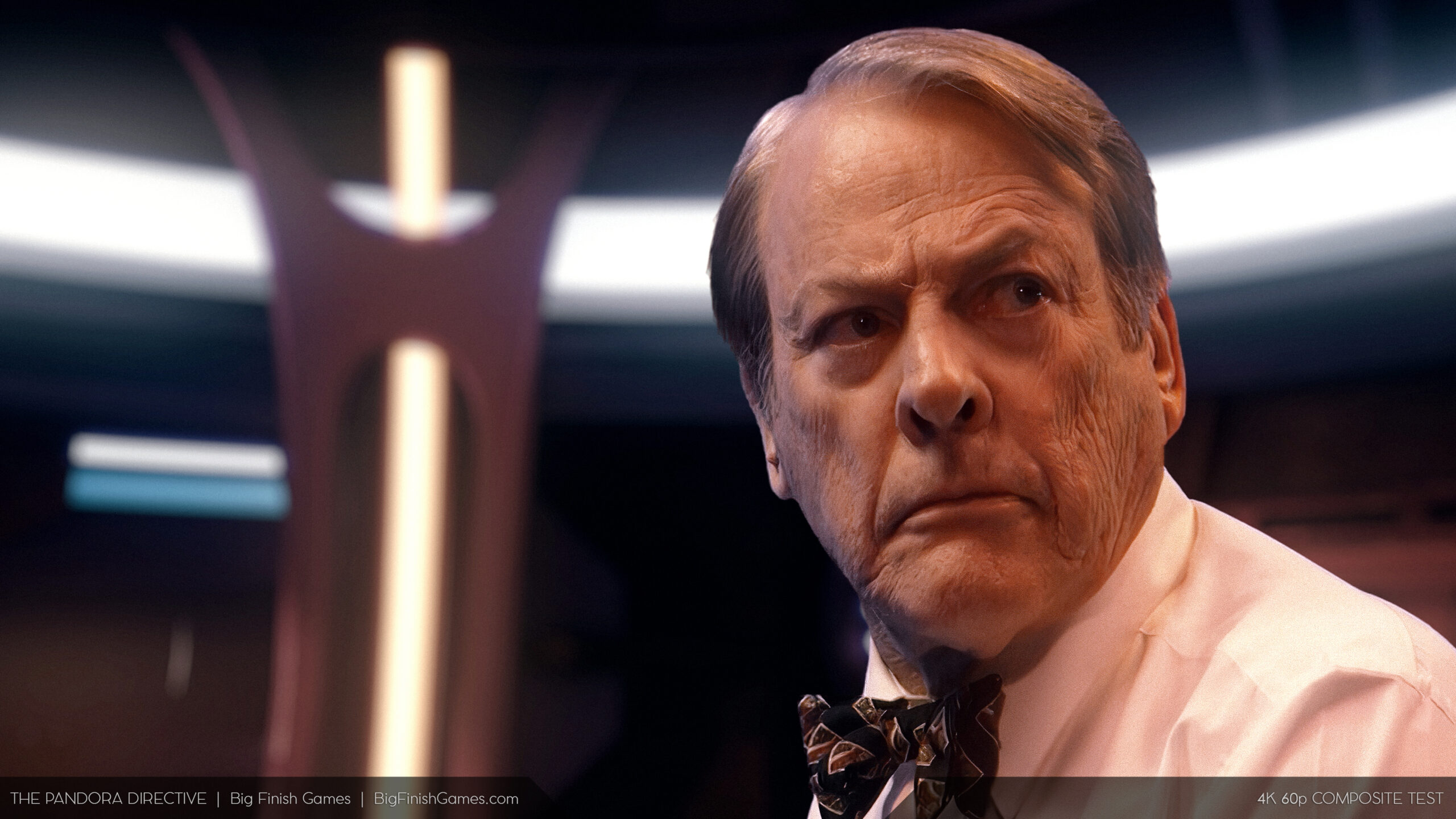 A new test composite showing the character Gordon Fitpatrick on the alien space ship.